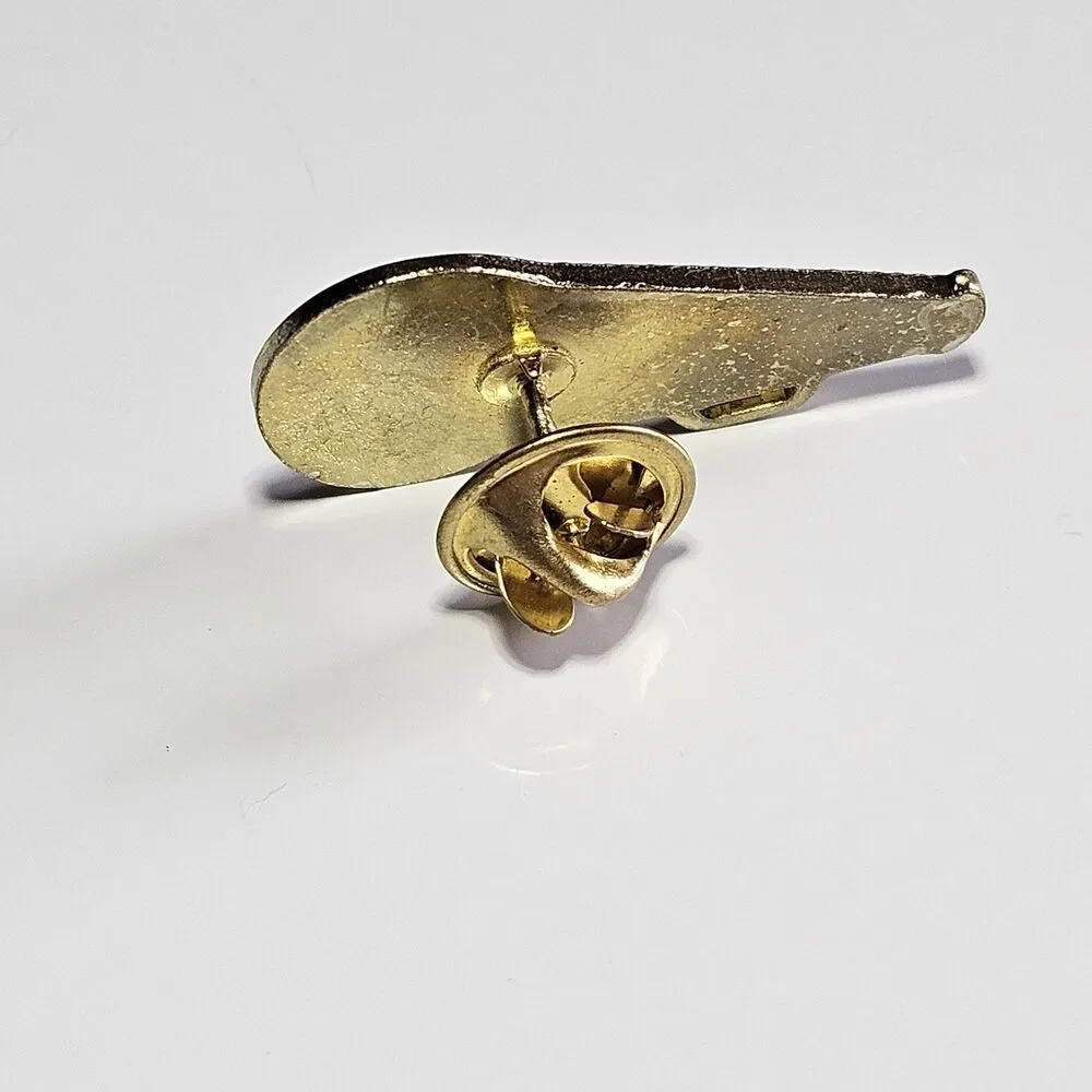 Cheerleader Megaphone Cone Vintage Lapel Gold Tone Pin